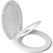Toilet Seat, White Elongated Closed Front Wood w/Cover Res